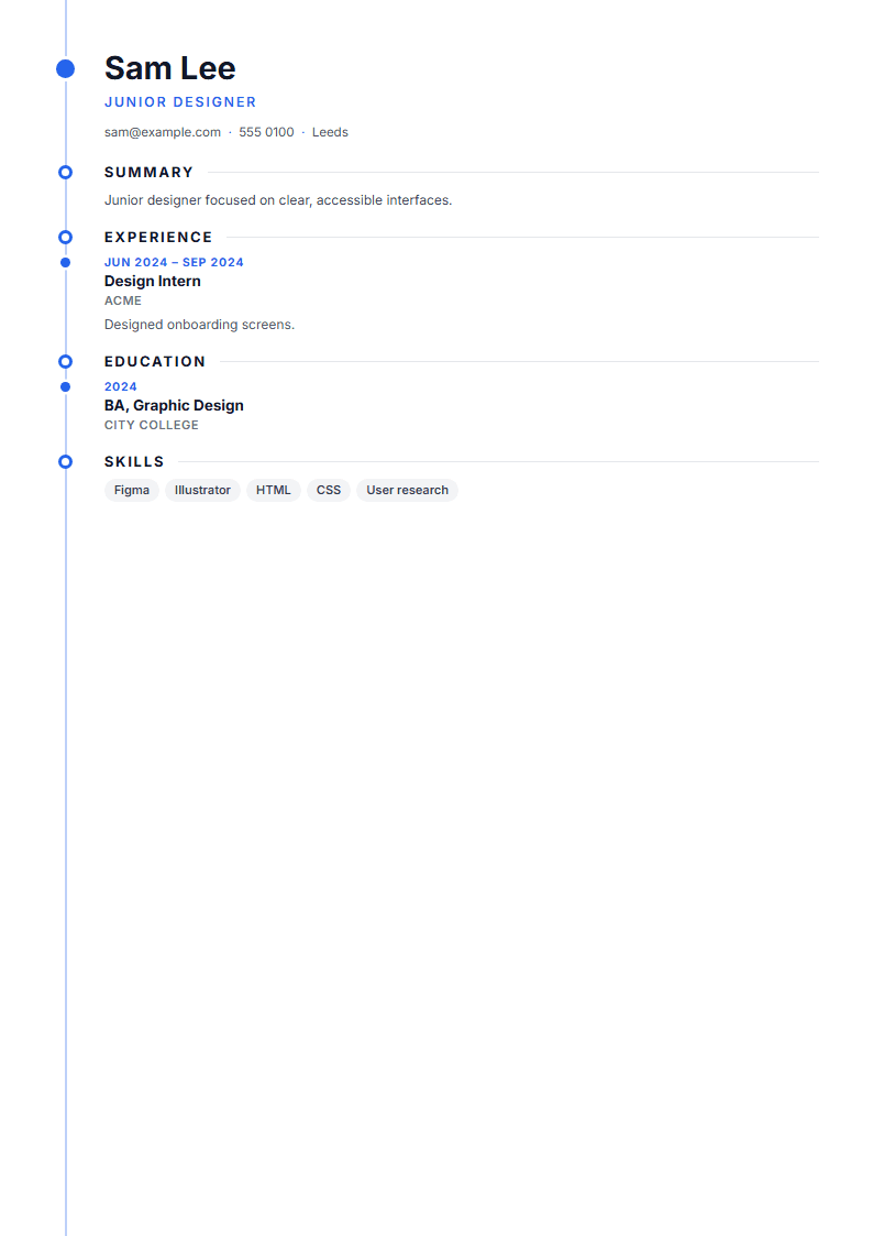 Timeline resume template
